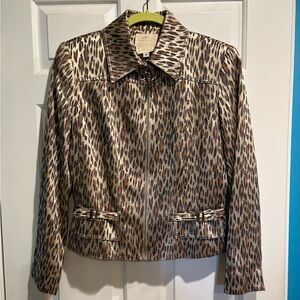Alberto Makali  Cache vintage zipper leopard jacket sz 8 mobwife tan